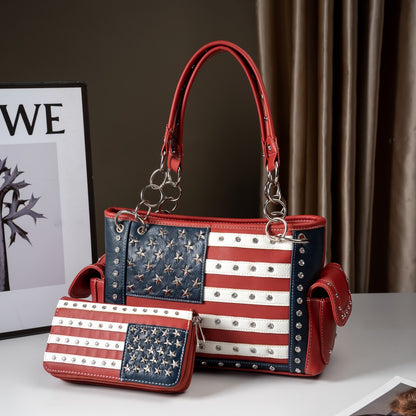 Women's Wallet – American Flag Set Patriotic Stars – alternate view