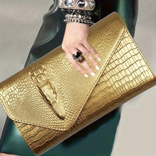 Women's Wallet – Envelope Clutch Magnetic Closure Embossed – front view