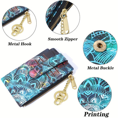 Women's Wallet – Foldable, Rfid Zipper Coin Colorful Mandala – detail view 20