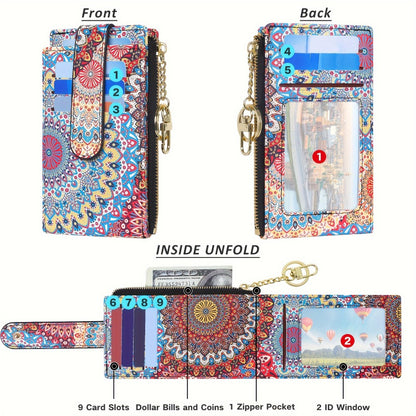 Women's Wallet – Foldable, Rfid Zipper Coin Colorful Mandala – detail view 5
