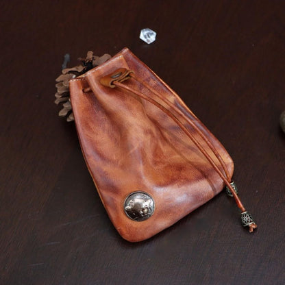 Women's Wallet – Genuine Leather, Genuine Leather Coin Drawstring Pouch – detail view 3