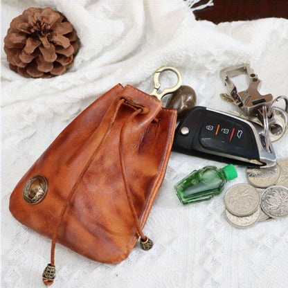 Women's Wallet – Genuine Leather, Genuine Leather Coin Drawstring Pouch – detail view 4