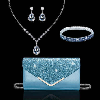 Women's Wallet – Glamorous Sequin Party Clutch Set – front view