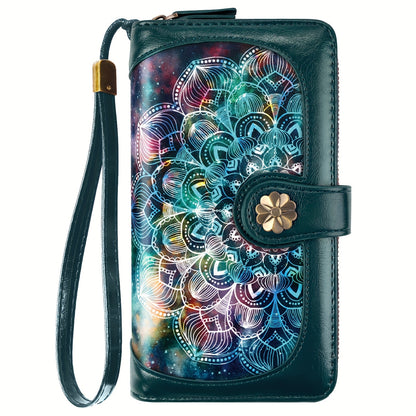 Women's Wallet – Large Capacity, Mandala Print Zipper Large Capacity – front view - product view 12