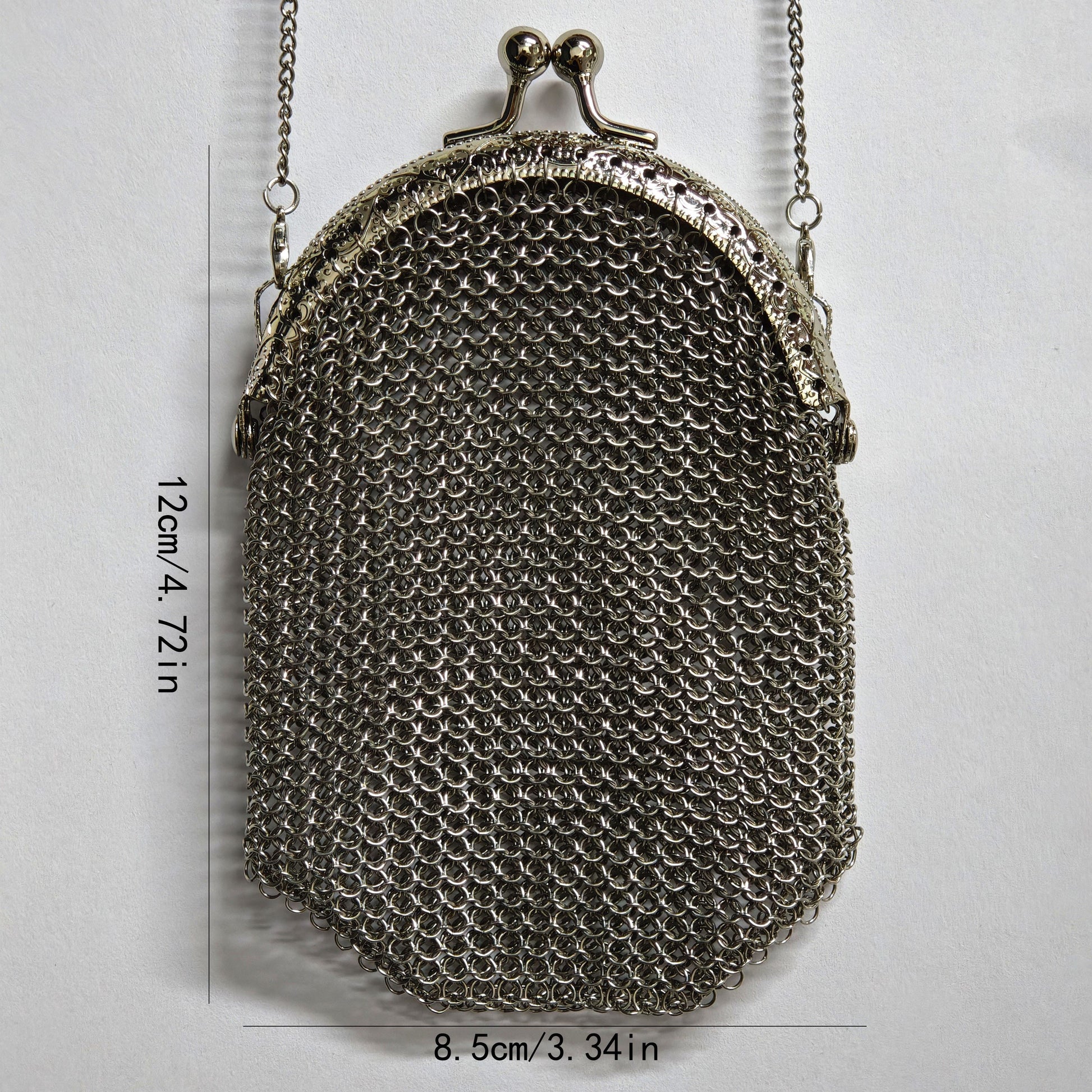Women's Wallet – Mini, Metal Mesh Coin Chain Strap – alternate view