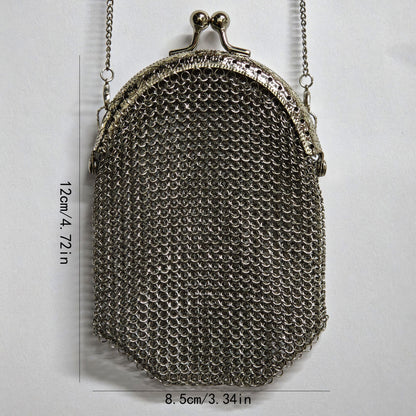 Women's Wallet – Mini, Metal Mesh Coin Chain Strap – alternate view