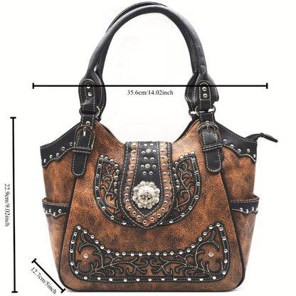 Women's Wallet – Multi-Pocket, Western Cowgirl Rhinestone Studded Set – detail view 3