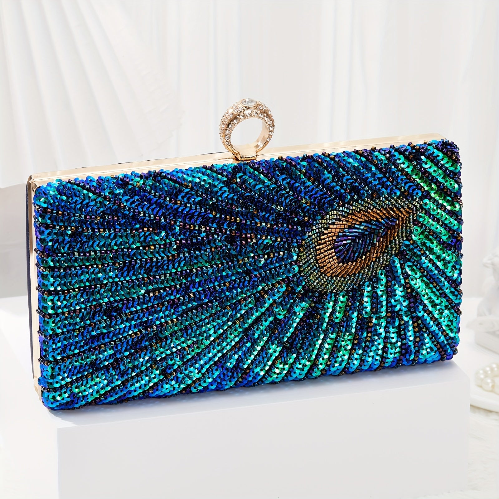 Women's Wallet – Peacock Feather Evening Clutch Vintage – detail view 12