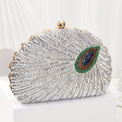 Women's Wallet – Peacock Feather Sequin Evening Clutch – detail view 7