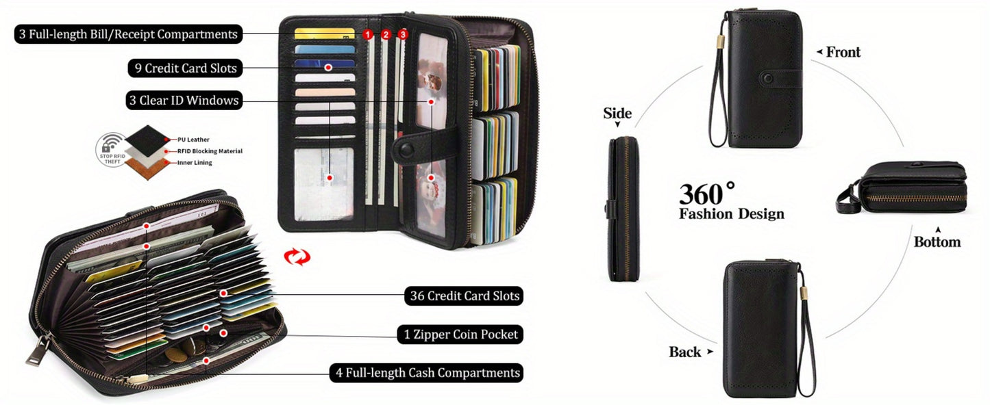 Women's Wallet – RFID Blocking, Large Capacity, Compact, for Travel – detail view 12