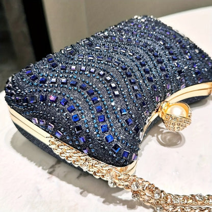 Women's Wallet – Rhinestone Clutch Striped Detachable Chain – detail view 9