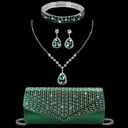 Women's Wallet – Rhinestone Evening Clutch Set Bracelet – front view - product view 12
