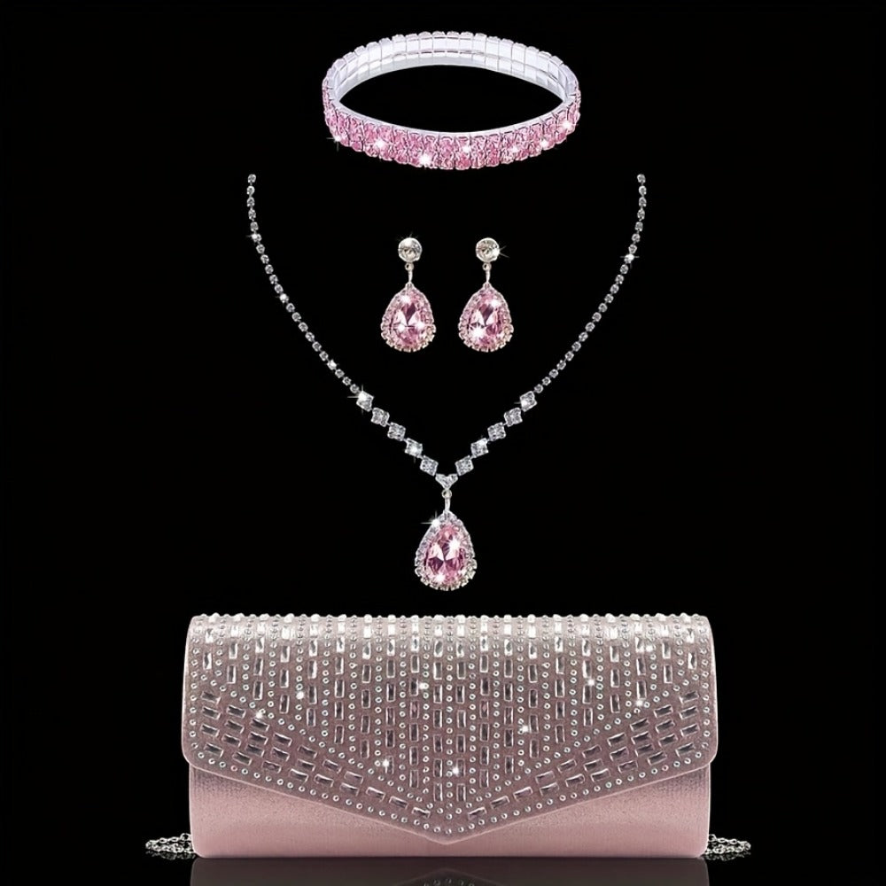 Women's Wallet – Rhinestone Evening Clutch Set Bracelet – detail view 6