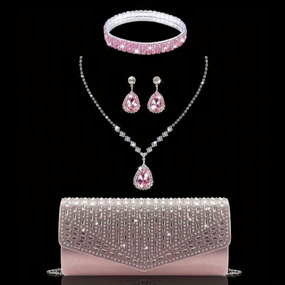 Women's Wallet – Rhinestone Evening Clutch Set Bracelet – detail view 6