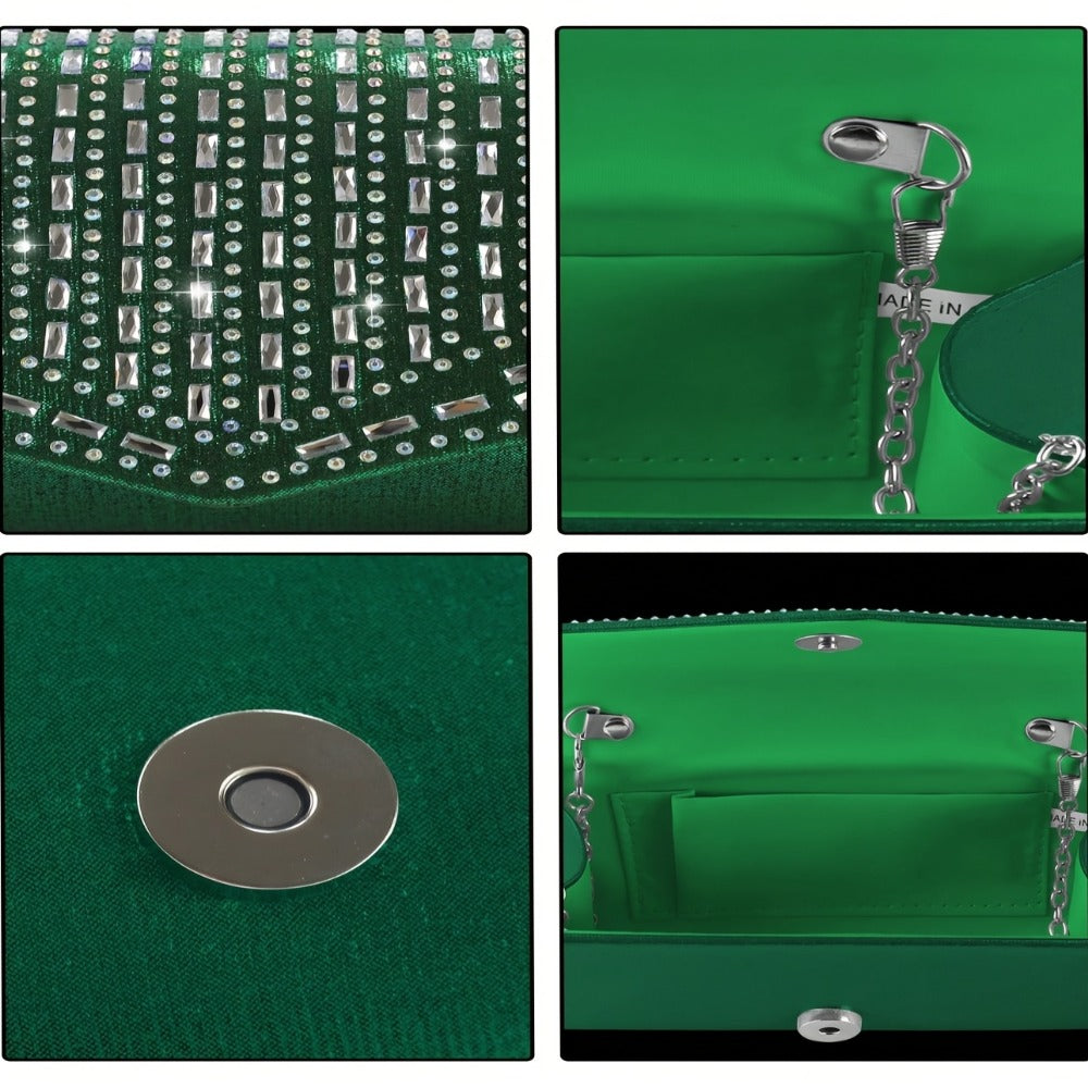 Women's Wallet – Rhinestone Evening Clutch Set Bracelet – detail view 7