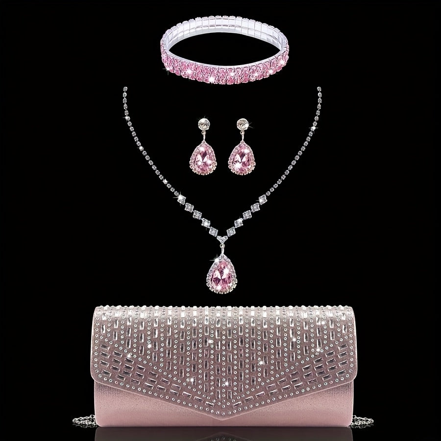 Women's Wallet – Rhinestone Evening Clutch Set Bracelet – alternate view
