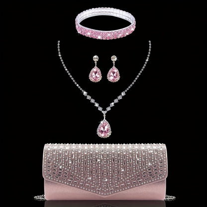 Women's Wallet – Rhinestone Evening Clutch Set Bracelet – alternate view