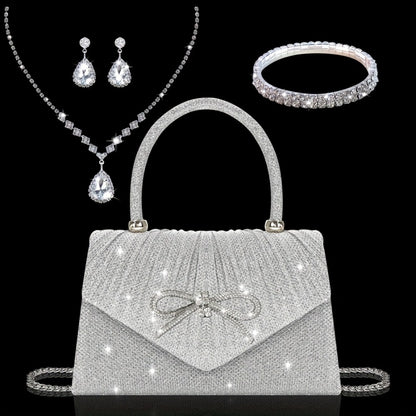 Women's Wallet – Sequin Clutch Rhinestone Jewelry Set – front view