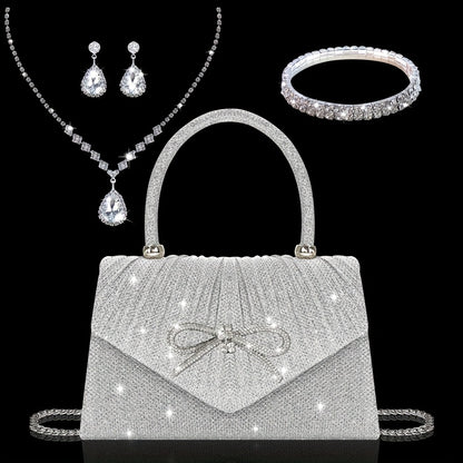 Women's Wallet – Sequin Clutch Rhinestone Jewelry Set – front view - product view 25