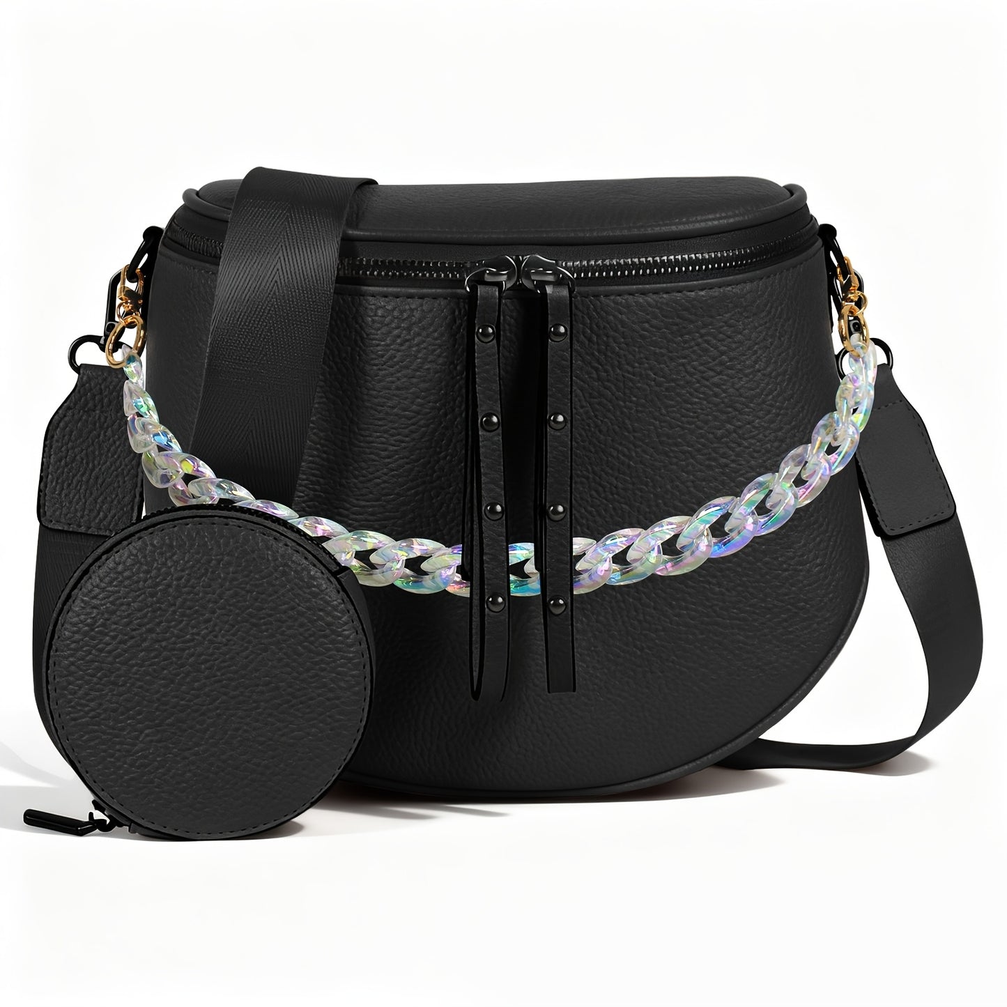 Women's Wallet – for Travel & Everyday Use, Chain Strap Set Adjustable Detachable – front view - product view 26
