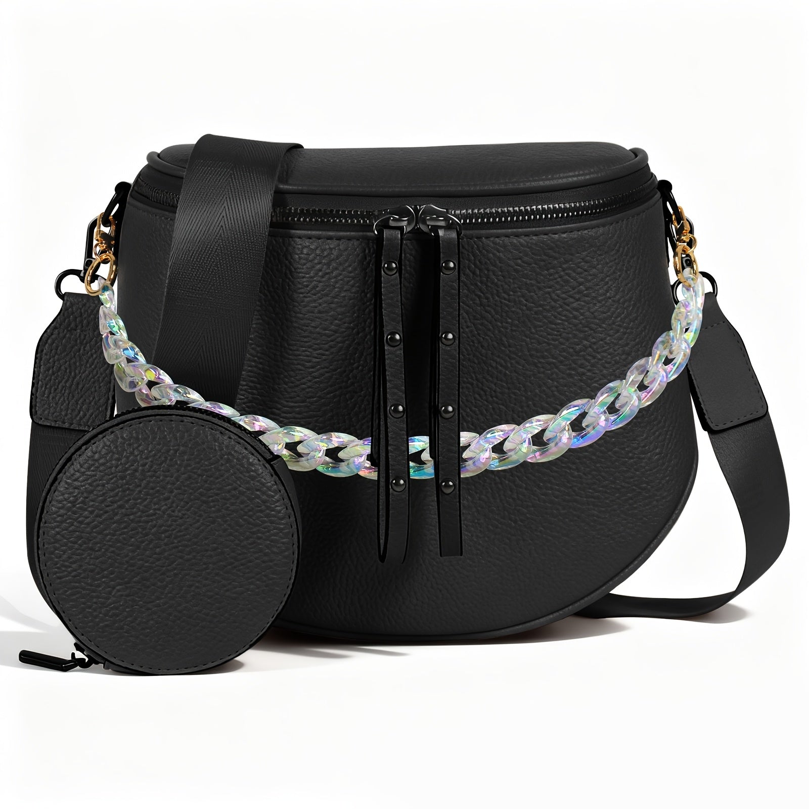 Women's Wallet – for Travel & Everyday Use, Chain Strap Set Adjustable Detachable – front view - product view 26