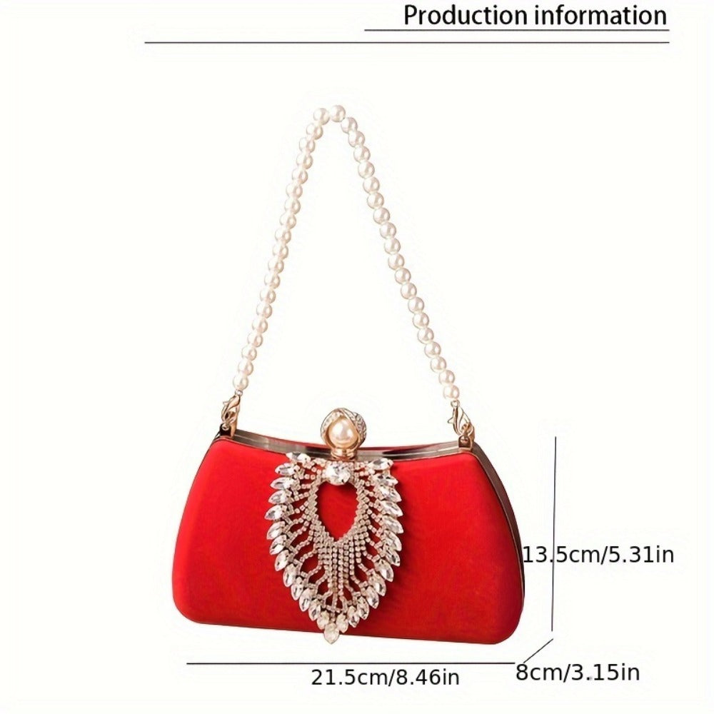 Women's Wallet – Velvet Evening Clutch Rhinestone Pearl – detail view 10