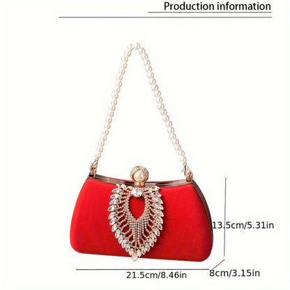 Women's Wallet – Velvet Evening Clutch Rhinestone Pearl – detail view 15