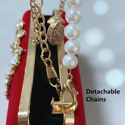 Women's Wallet – Velvet Evening Clutch Rhinestone Pearl – detail view 7