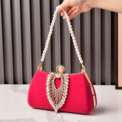 Women's Wallet – Velvet Evening Clutch Rhinestone Pearl – detail view 21