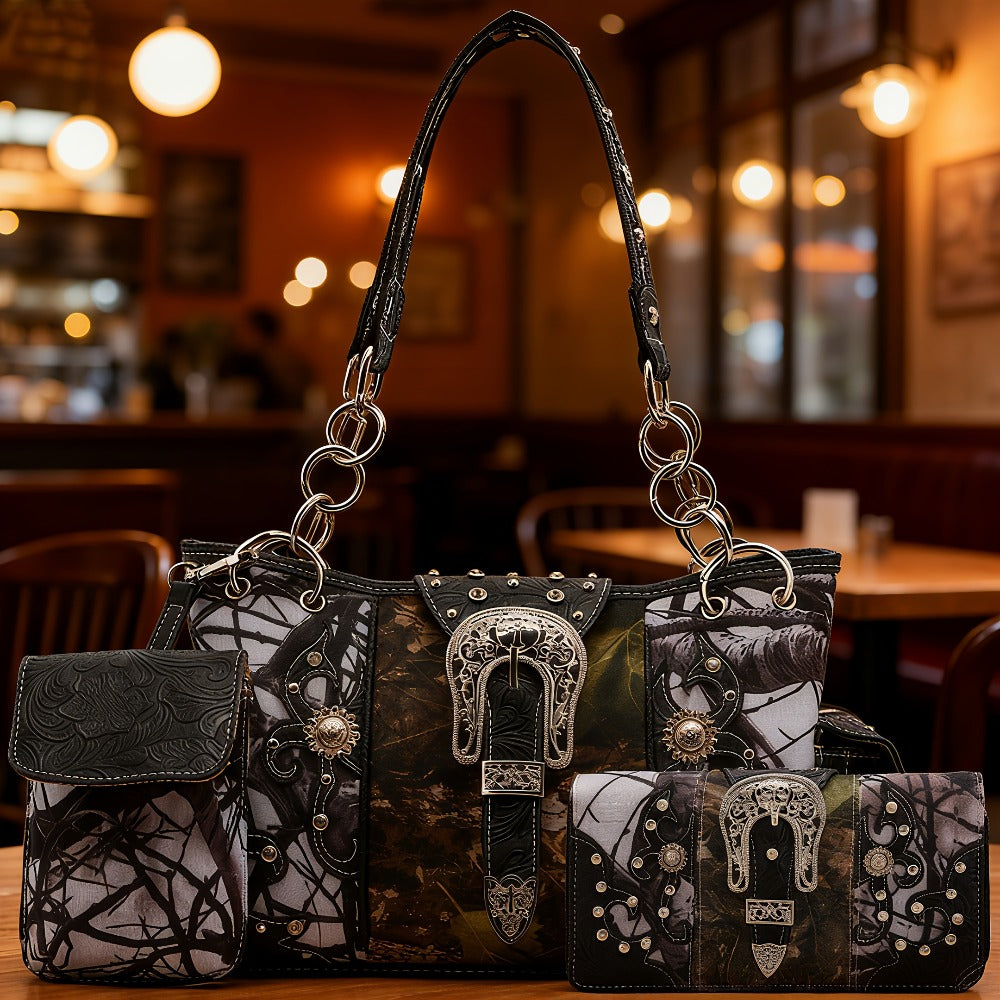Women's Wallet – Western Camouflage Set Concho Buckle – detail view 6