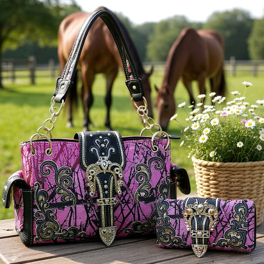 Women's Wallet – Western Style Embroidered Set Faux – front view