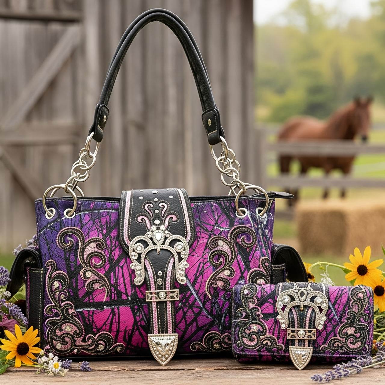 Women's Wallet – Western Style Embroidered Set Faux – detail view 13