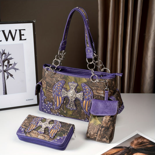Women's Wallet – Western Studded Concealed Carry Camouflage – front view