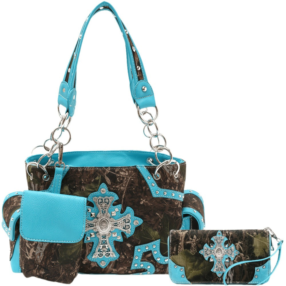 Women's Wallet – Western Studded Faux Leather Concealed – front view