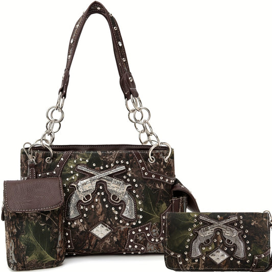 Women's Wallet – Western Tooled Set Concealed Carry – front view