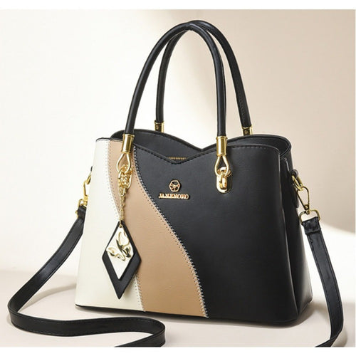Women's Handbag – Large Capacity, Colorblock Satchel Large Capacity Faux | Bag Vero – front view