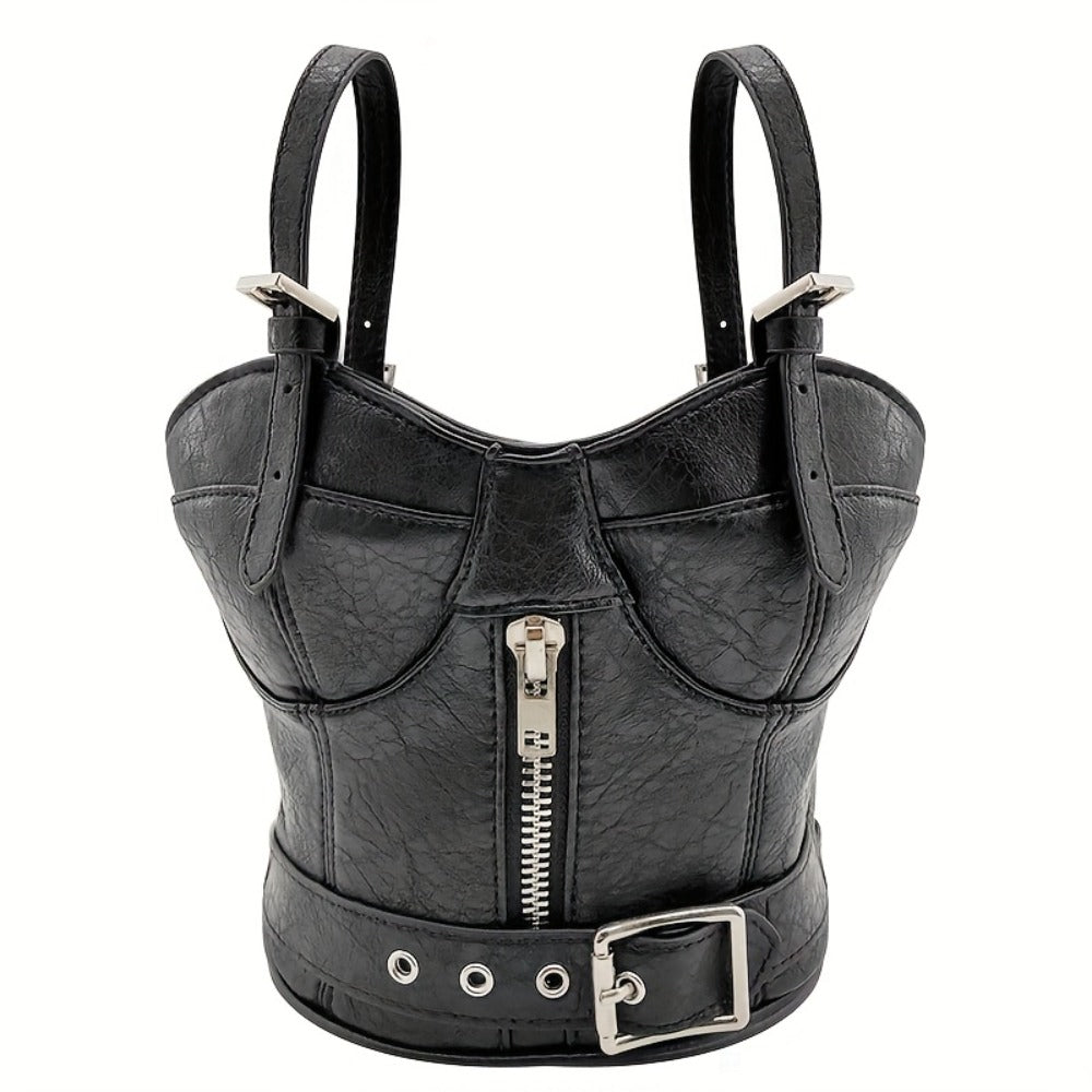 Women's Handbag – Mini, Dark Punk Zipper Creative Shape | Bag Vero – front view