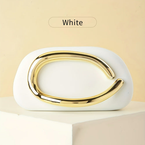 Women's Wallet – Acrylic Evening Clutch Golden Metal | Bag Vero – front view
