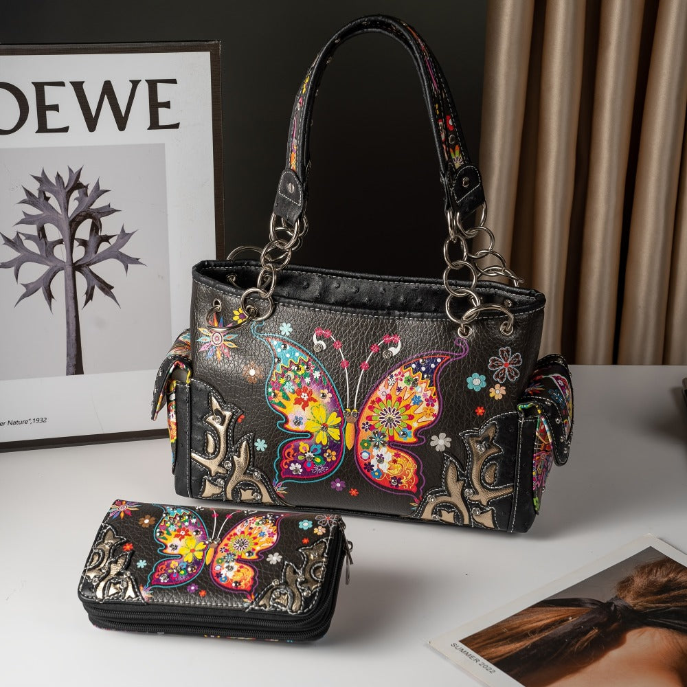 Women's Wallet – Butterfly Floral Western Set Phone | Bag Vero – front view