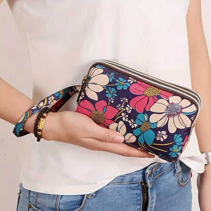 Women's Wallet – for Everyday Use, Floral Layer Zipper Multi Compartment | Bag Vero – front view