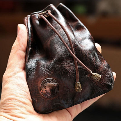 Women's Wallet – Genuine Leather, Genuine Leather Coin Drawstring Pouch | Bag Vero – front view