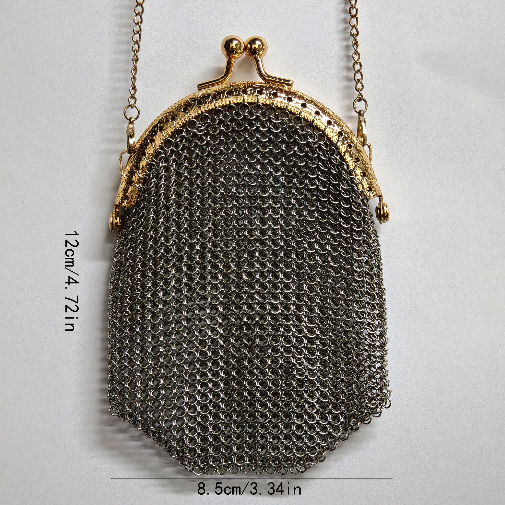 Women's Wallet – Mini, Metal Mesh Coin Chain Strap | Bag Vero – front view