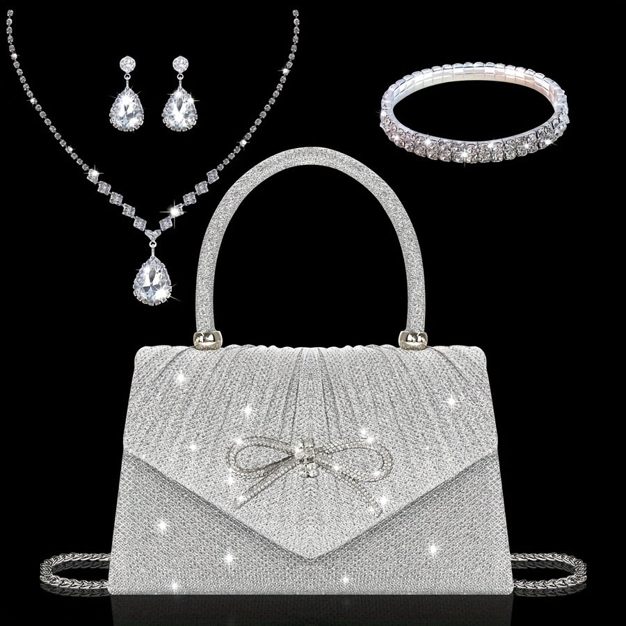 Women's Wallet – Sequin Clutch Rhinestone Jewelry Set | Bag Vero – front view