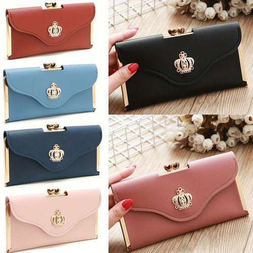 Women's Wallet – Trifold Clutch Rhinestone Crown Luxury | Bag Vero – front view